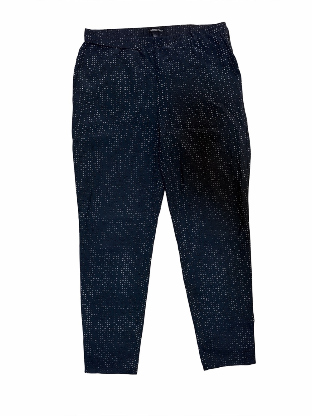 Eileen Fisher Morse Code Pull On Pant Women's XS Gray Small Pink Elongated Dots